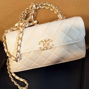 Chanel Makeup Bag white color with Gold hardware